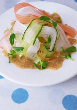 リボンサラダ-味噌ドレッシング-レシピのメイン写真
