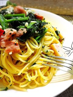 ベーコンとほうれん草のペペロンチーノ♪-レシピのメイン写真