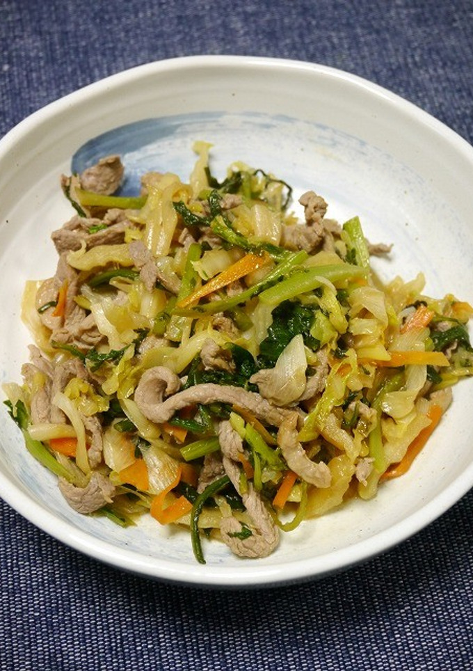 簡単！鴨肉と春菊白菜炒め-レシピのメイン写真