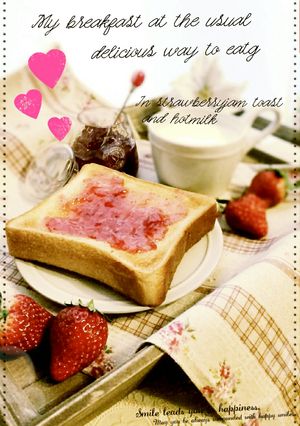 苺ジャムトーストにホットミルクで朝食-レシピのメイン写真