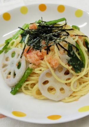 冬野菜たっぷり♪和風明太子パスタ-レシピのメイン写真