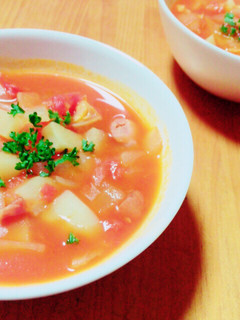 トマト缶で具沢山ミネストローネ-レシピのメイン写真