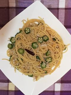 ポン酢で簡単♡オクラとシラスの和風パスタ-レシピのメイン写真