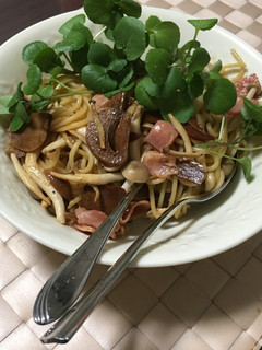 クレソンとニンニク醤油漬けのパスタ-レシピのメイン写真