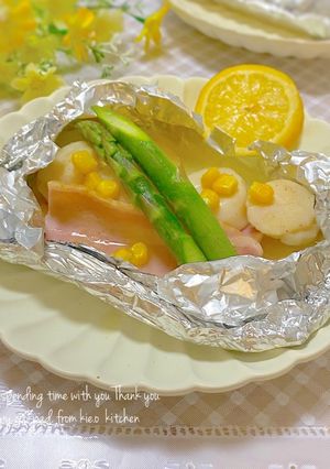 【簡単】❀帆立とアスパラのホイル焼き❀-レシピのメイン写真