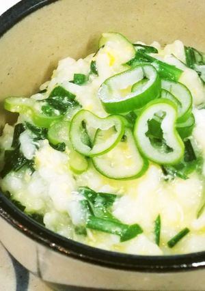 風邪＆夜食に☆にら玉雑炊（残りご飯で）-レシピのメイン写真