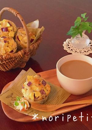 卵・油無♡簡単さつまいも&黒ごまマフィン-レシピのメイン写真