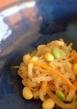 大豆入り切干大根の煮物【柏市学校給食】-レシピのメイン写真