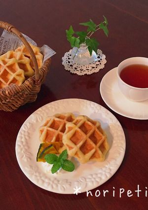 お豆腐deもちっ♡かぼちゃワッフル-レシピのメイン写真