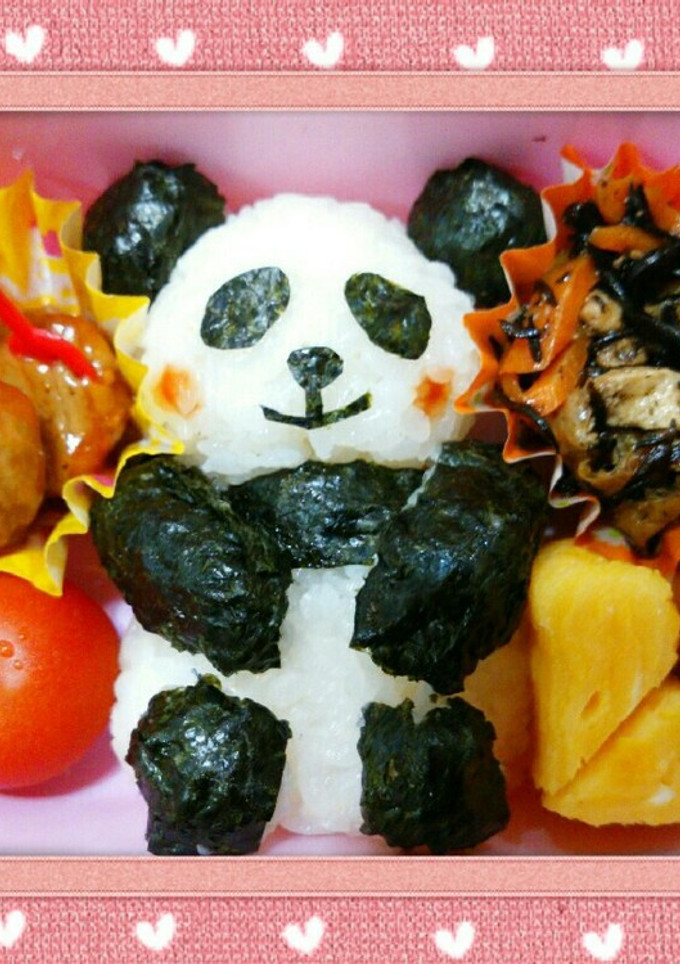 キャラ弁　簡単　パンダ♡　動物　海苔だけ-レシピのメイン写真