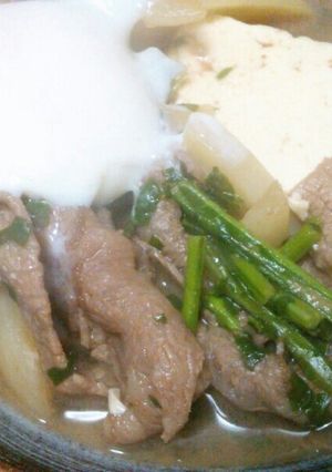 豆腐と牛肉の温泉卵落としの煮浸し-レシピのメイン写真