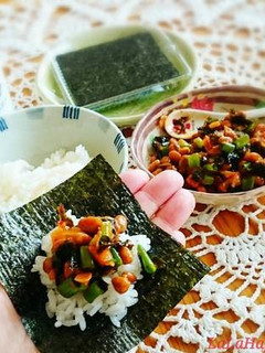 納豆海苔キムチで、手まきごはん♪-レシピのメイン写真