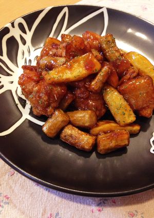 ご飯がススム♡鶏唐揚げと根菜の甘酢あん-レシピのメイン写真