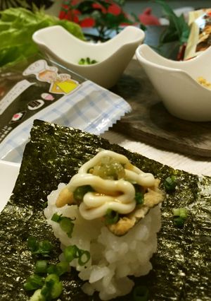 パパのおつまみ拝借✿サクサク手巻きごはん-レシピのメイン写真