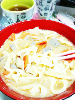 豚汁リメイク!豚骨スープで激ウマうどん-レシピのメイン写真