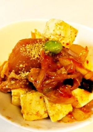 裏切らない味！豆腐とマグロとキムチ和え-レシピのメイン写真