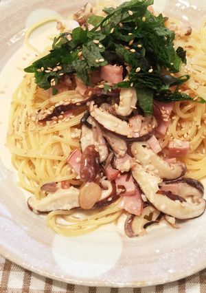 椎茸の和風クリームスパゲティー-レシピのメイン写真