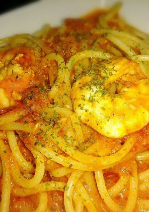 超簡単!!!!エビとトマトのパスタ-レシピのメイン写真