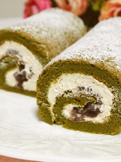 抹茶ときなこ小豆のロールケーキ-レシピのメイン写真