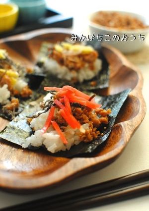 大好き！塩昆布＆豚そぼろ手巻きご飯-レシピのメイン写真