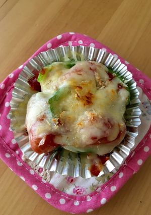 ウインナとピーマンのピザ風オーブン焼き♡-レシピのメイン写真