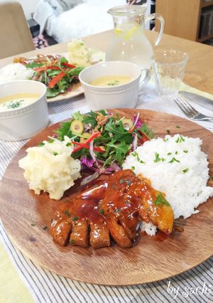トンテキ風ポークチャップdeワンプレート-レシピのメイン写真