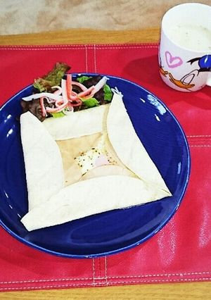 ブリトーの皮で簡単ガレット風ハムチーズ♪-レシピのメイン写真