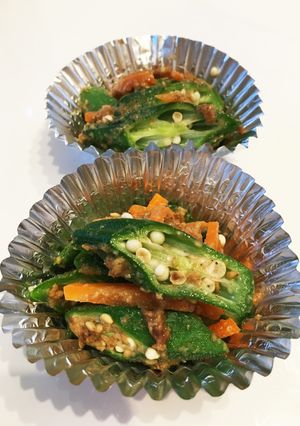お弁当の副菜に！！オクラのおかか胡麻和え-レシピのメイン写真