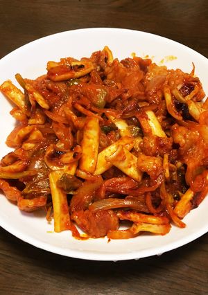 オサムプルコギ(イカとバラ肉の甘辛炒め)-レシピのメイン写真