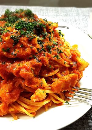 牛乳で簡単！エビのトマトクリームパスタ♪-レシピのメイン写真