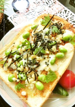 ピリっとなんば味噌✯枝豆たぬきトースト-レシピのメイン写真