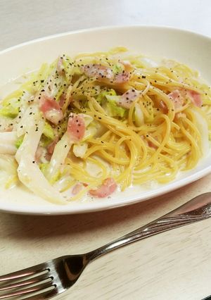 白菜とベーコンのクリームパスタ-レシピのメイン写真