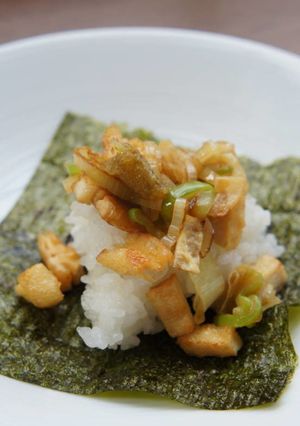 味ポン炒めのせ・手まきごはん-レシピのメイン写真