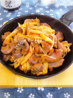 砂肝とキノコの豆板醤炒め♪-レシピのメイン写真