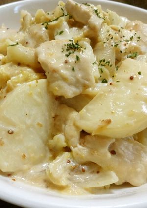 鶏むね肉とキャベツのクリームマスタード煮-レシピのメイン写真