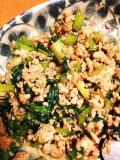 鶏ひき肉と小松菜の味噌炒め-レシピのメイン写真