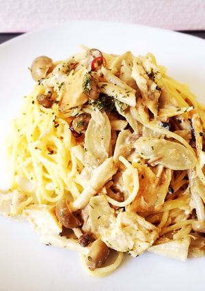 鯖の味噌煮で作る【和風クリームパスタ】-レシピのメイン写真
