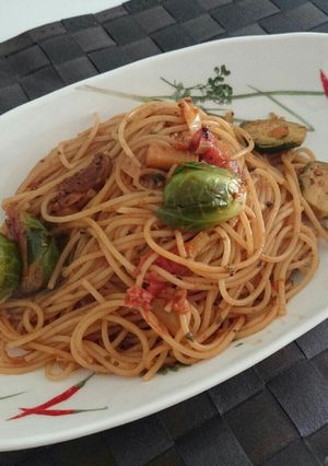 芽キャベツのトマトパスタ-レシピのメイン写真