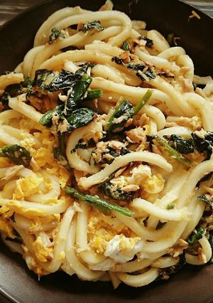 ツナとほうれん草の焼きうどん風-レシピのメイン写真