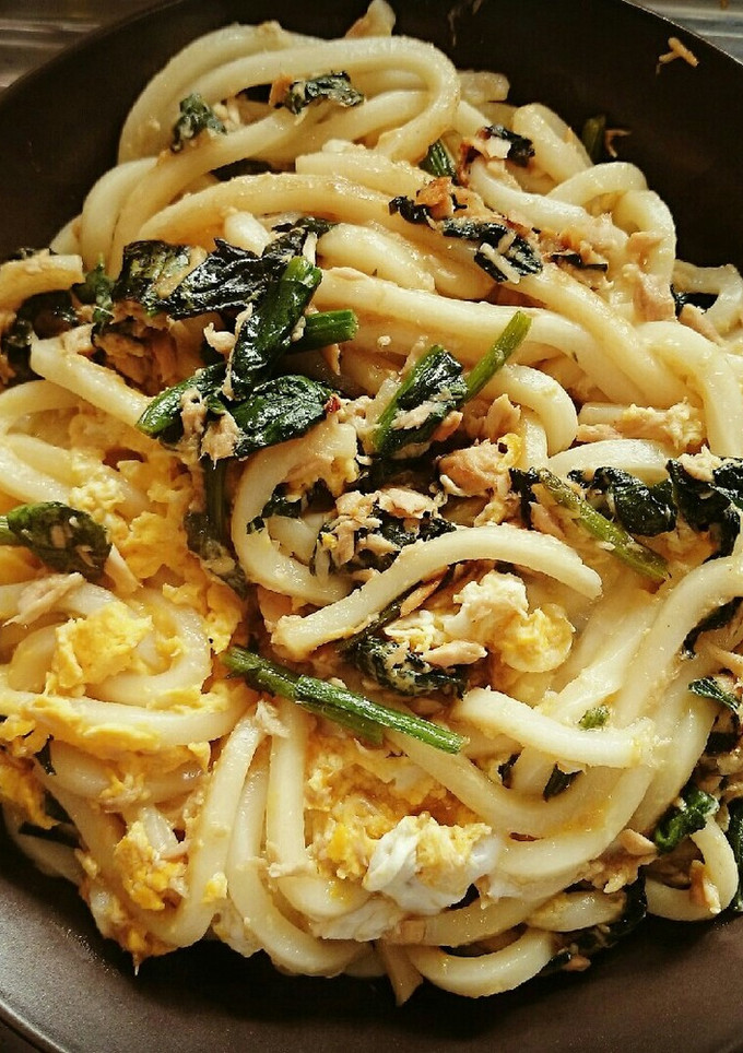 ツナとほうれん草の焼きうどん風-レシピのメイン写真