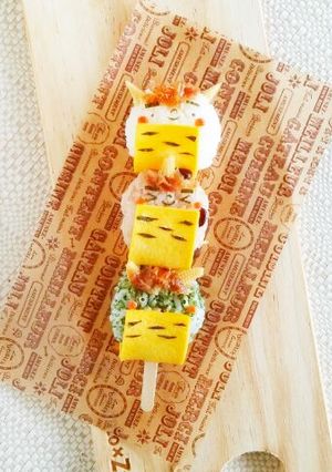節分♪三色鬼ぎり♪可愛い串おにぎり☆-レシピのメイン写真