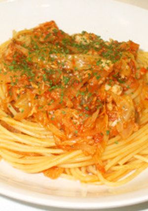 トマト缶＋さば缶＋キャベツの簡単パスタ-レシピのメイン写真
