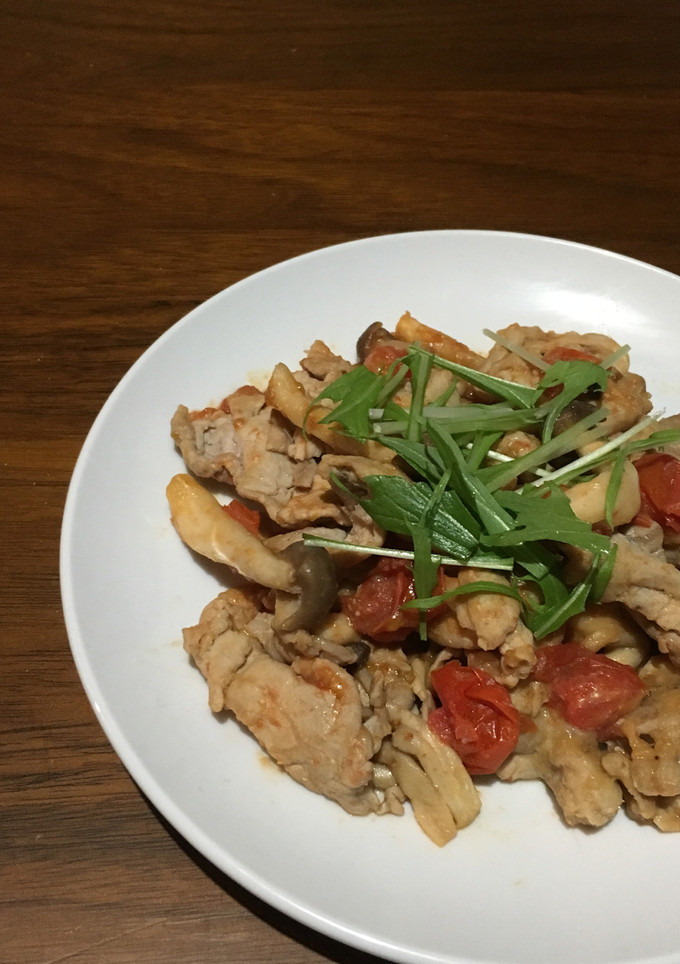 豚肉とキノコとトマトのみそ炒め風-レシピのメイン写真