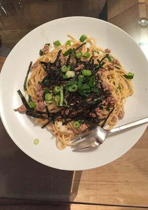 豚挽肉とニラのガーリックバター醤油パスタ-レシピのメイン写真