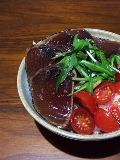 ミニトマトとカツオの漬け丼-レシピのメイン写真