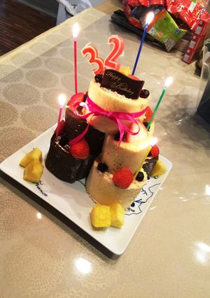 コストコロールケーキでロールケーキタワー-レシピのメイン写真