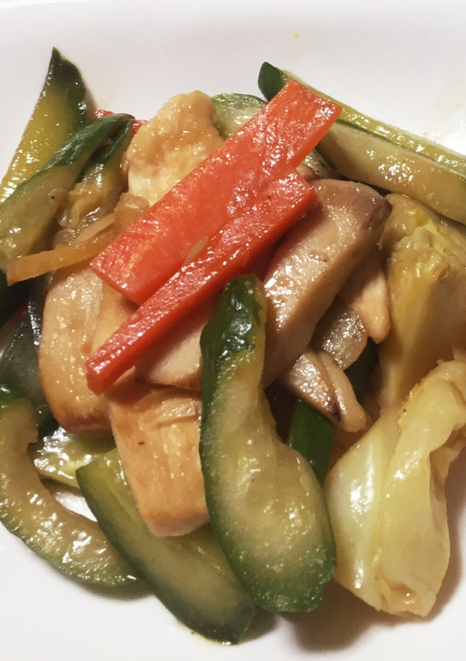キュウリと鶏むね肉の中華風炒め-レシピのメイン写真