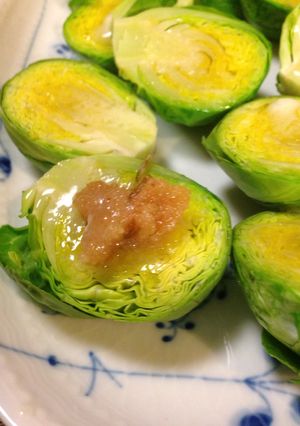 火を使わない！超早、芽キャベツ明太子-レシピのメイン写真