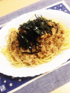 ツナマヨ♡納豆ポン酢パスタ-レシピのメイン写真