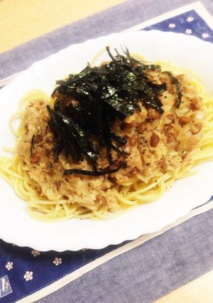 ツナマヨ♡納豆ポン酢パスタ-レシピのメイン写真
